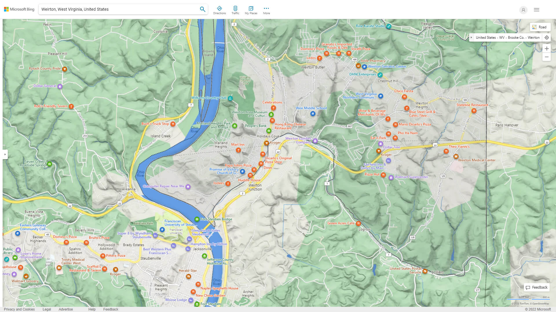 Weirton Detailed Map